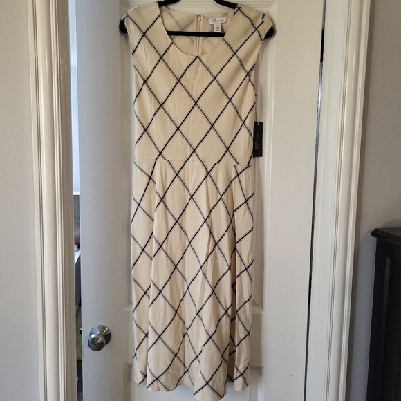 NWT Nordstrom Signature Dress Sleeveless Size 4 Bias Cut Fairfax Plaid Midi - Picture 5 of 6